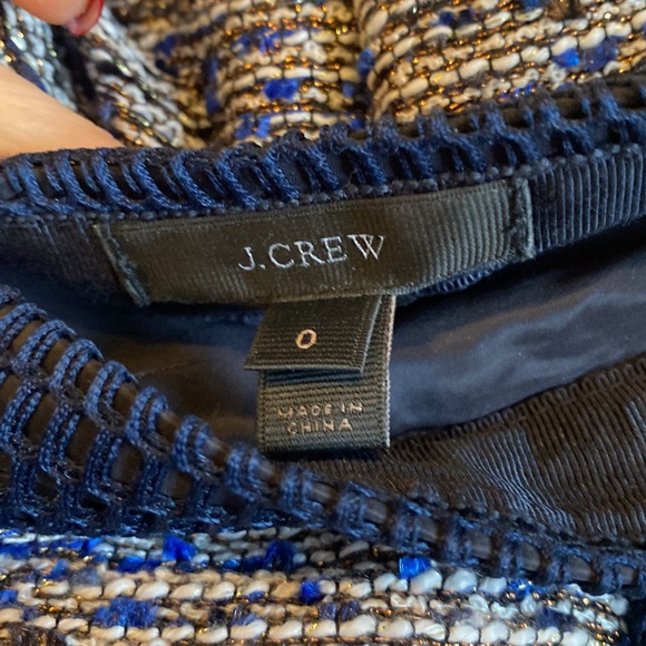 Jcrew navy tweed mini skirt with rose gold zipper - Picture 2 of 2